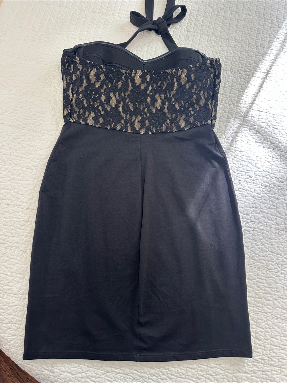 MODA International Medium Black Halter Lace Bustier Bodycon Dress - Picture 8 of 8